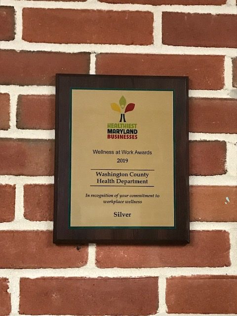 WCHD 2019 Silver Wellness at Work Award plaque