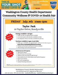 Health fair, July 8, 10 a.m.-2 p.m., Taylor Park, Keedysville, Free
