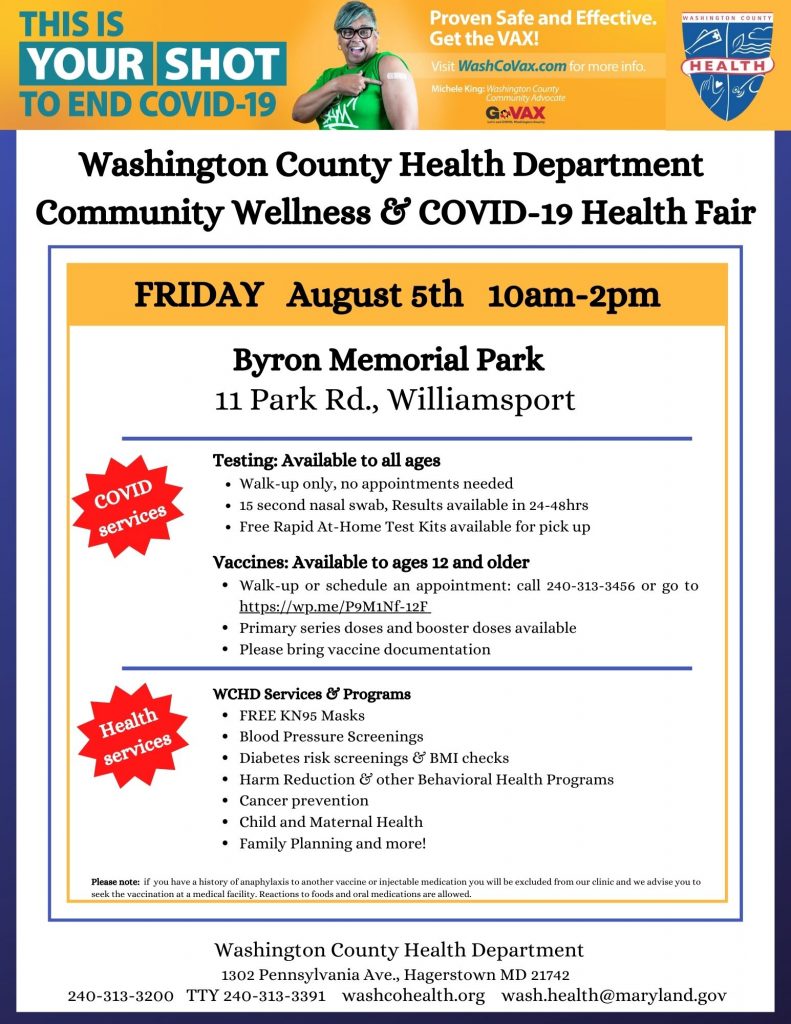 Williamsport Health Fair, Friday, Aug. 5, Byron Memorial Park, 10 a.m.-2 p.m. Info in event listing