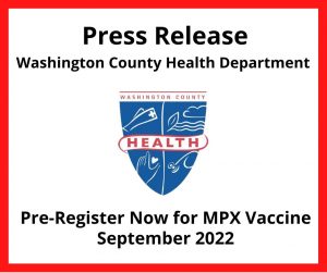 Press release, Pre-register for monkeypox vaccination, Health Department logo, details in post