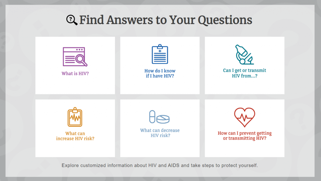 Find answers to your questions about HIV graphic. Source: CDC. Link to full site in text.