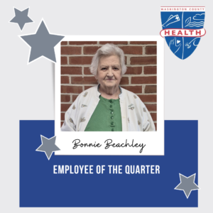 Employee of the Quarter - Bonnie Beachley w/photo of winner and health department logo