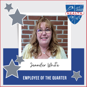 Jennifer White, Employee of the Quarter; photo of employee and health dept logo
